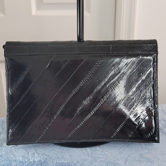 Lee Sands Vintage Eel Skin Supple Leather Shoulder Bag/Clutch Black - Picture 6 of 13
